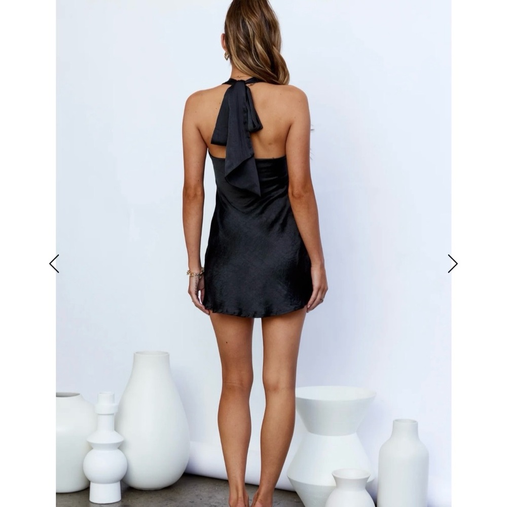 Hello Molly Proud Friend Mini Dress Satin Halter Cowl Coquette Small 4 90s LBD - Picture 3 of 10